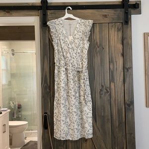 Black and white floral midi dress